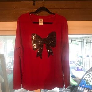 Walmart shirt with black sequin bow
